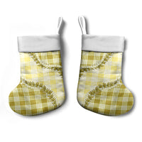 Yellow Hawaii Palaka Christmas Stocking Hawaiian Pikake Lei LT05 - Polynesian Pride