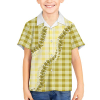 Yellow Hawaii Palaka Family Matching Mermaid Dress and Hawaiian Shirt Hawaiian Pikake Lei LT05 Son's Shirt Yellow - Polynesian Pride