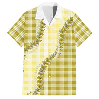 Yellow Hawaii Palaka Family Matching Puletasi and Hawaiian Shirt Hawaiian Pikake Lei