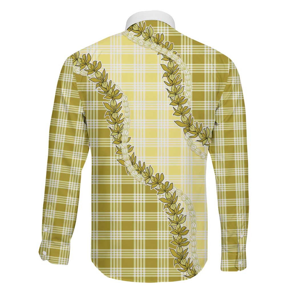 Yellow Hawaii Palaka Family Matching Summer Maxi Dress and Hawaiian Shirt Hawaiian Pikake Lei LT05 - Polynesian Pride