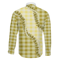 Yellow Hawaii Palaka Family Matching Tank Maxi Dress and Hawaiian Shirt Hawaiian Pikake Lei LT05 - Polynesian Pride