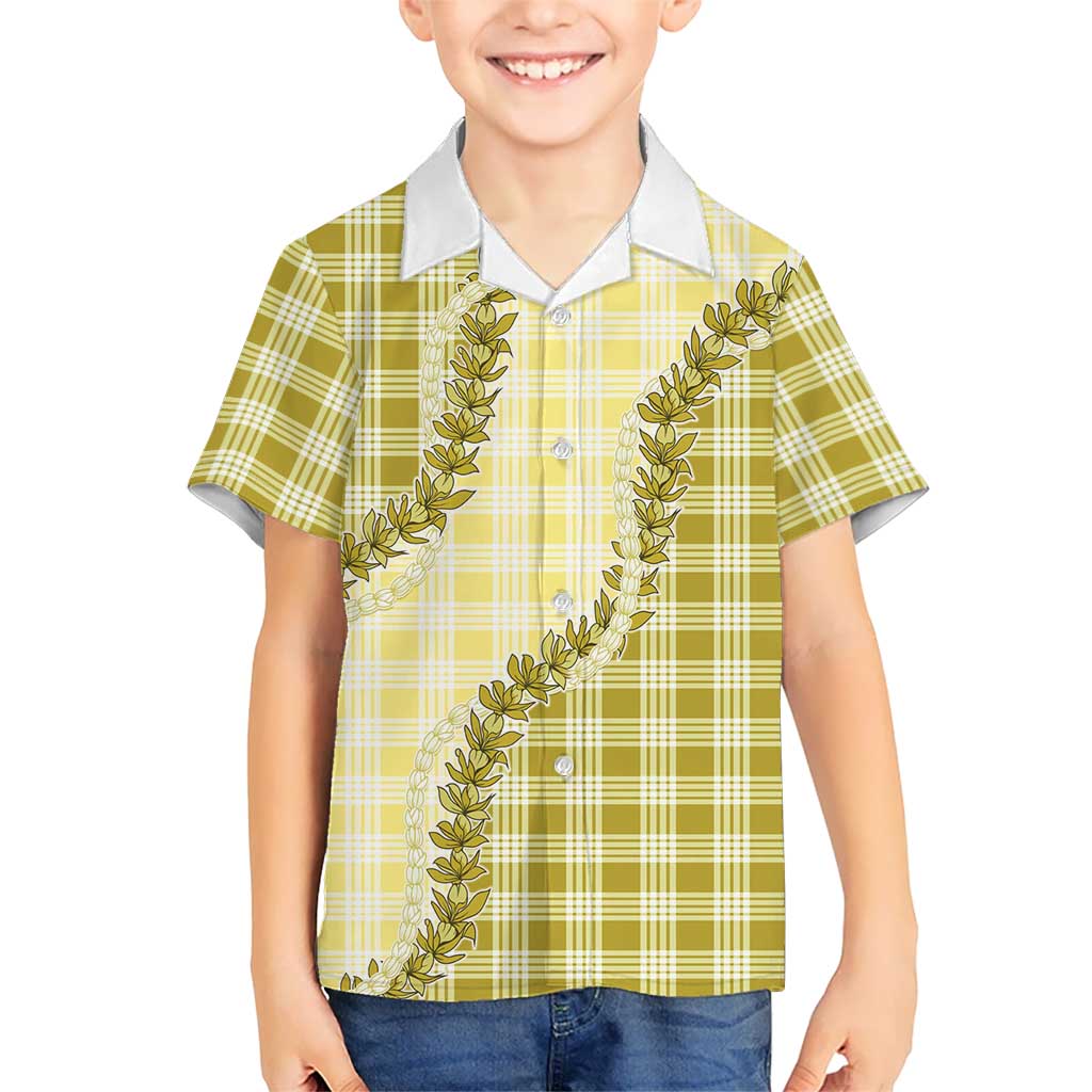 Yellow Hawaii Palaka Hawaiian Shirt Hawaiian Pikake Lei