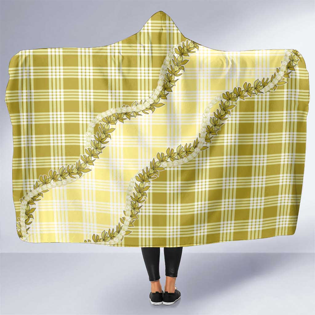 Yellow Hawaii Palaka Hooded Blanket Hawaiian Pikake Lei
