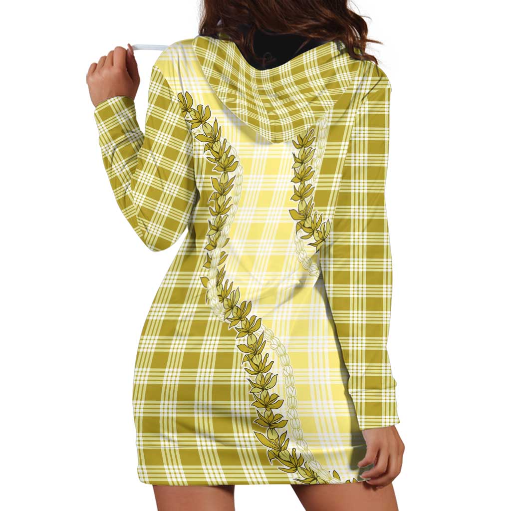 Yellow Hawaii Palaka Hoodie Dress Hawaiian Pikake Lei