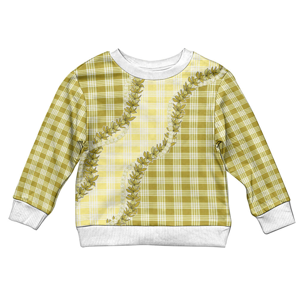Yellow Hawaii Palaka Kid Ugly Christmas Sweater Hawaiian Pikake Lei LT05 Kid Yellow - Polynesian Pride