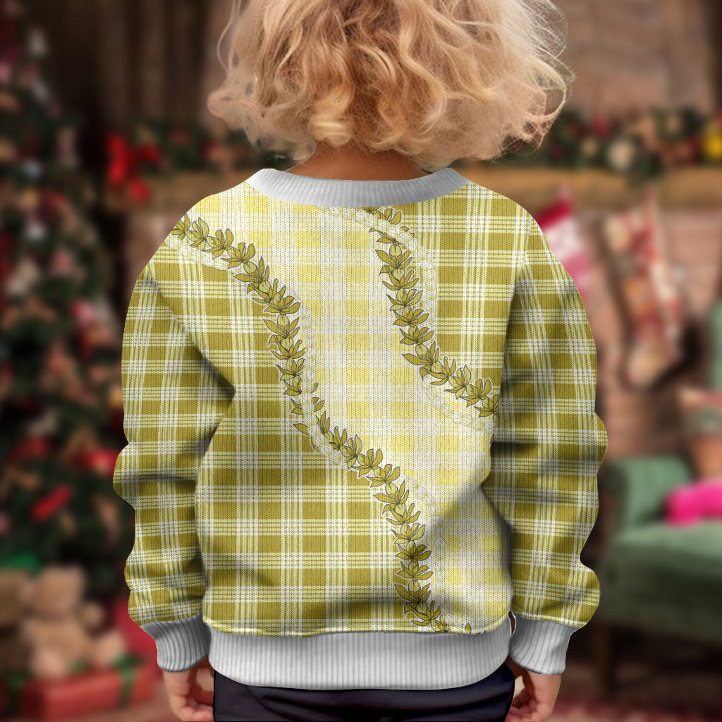 Yellow Hawaii Palaka Kid Ugly Christmas Sweater Hawaiian Pikake Lei LT05 - Polynesian Pride