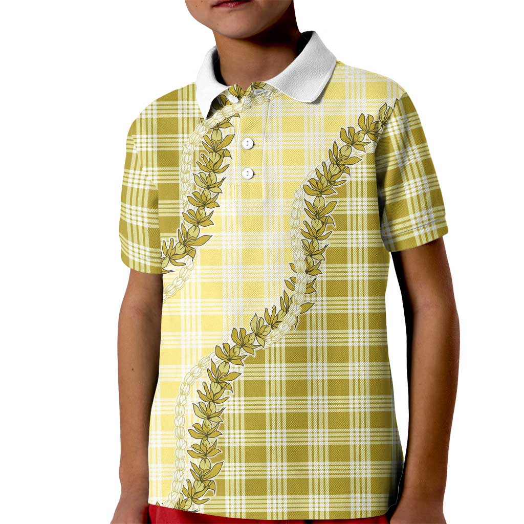 Yellow Hawaii Palaka Kid Polo Shirt Hawaiian Pikake Lei