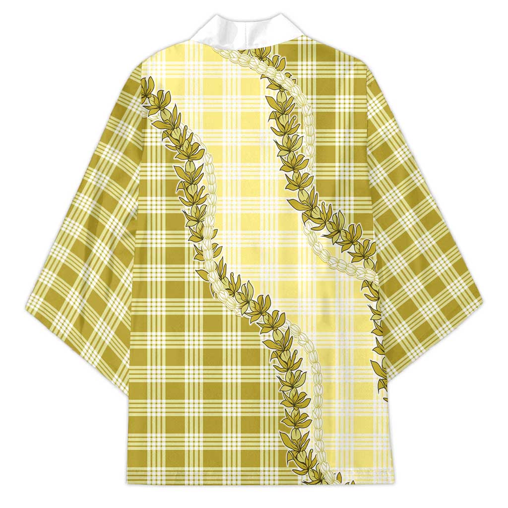 Yellow Hawaii Palaka Kimono Hawaiian Pikake Lei