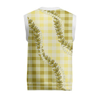 Yellow Hawaii Palaka Christmas Knitted V-Neck Vest Hawaiian Pikake Lei LT05 - Polynesian Pride