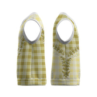 Yellow Hawaii Palaka Christmas Knitted V-Neck Vest Hawaiian Pikake Lei LT05 - Polynesian Pride