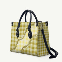 Yellow Hawaii Palaka Leather Bag Hawaiian Pikake Lei