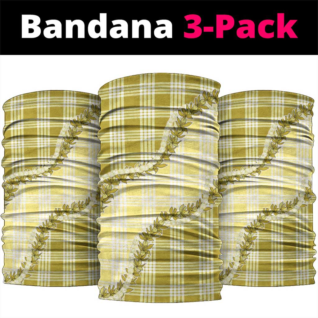 Yellow Hawaii Palaka Neck Gaiter Hawaiian Pikake Lei