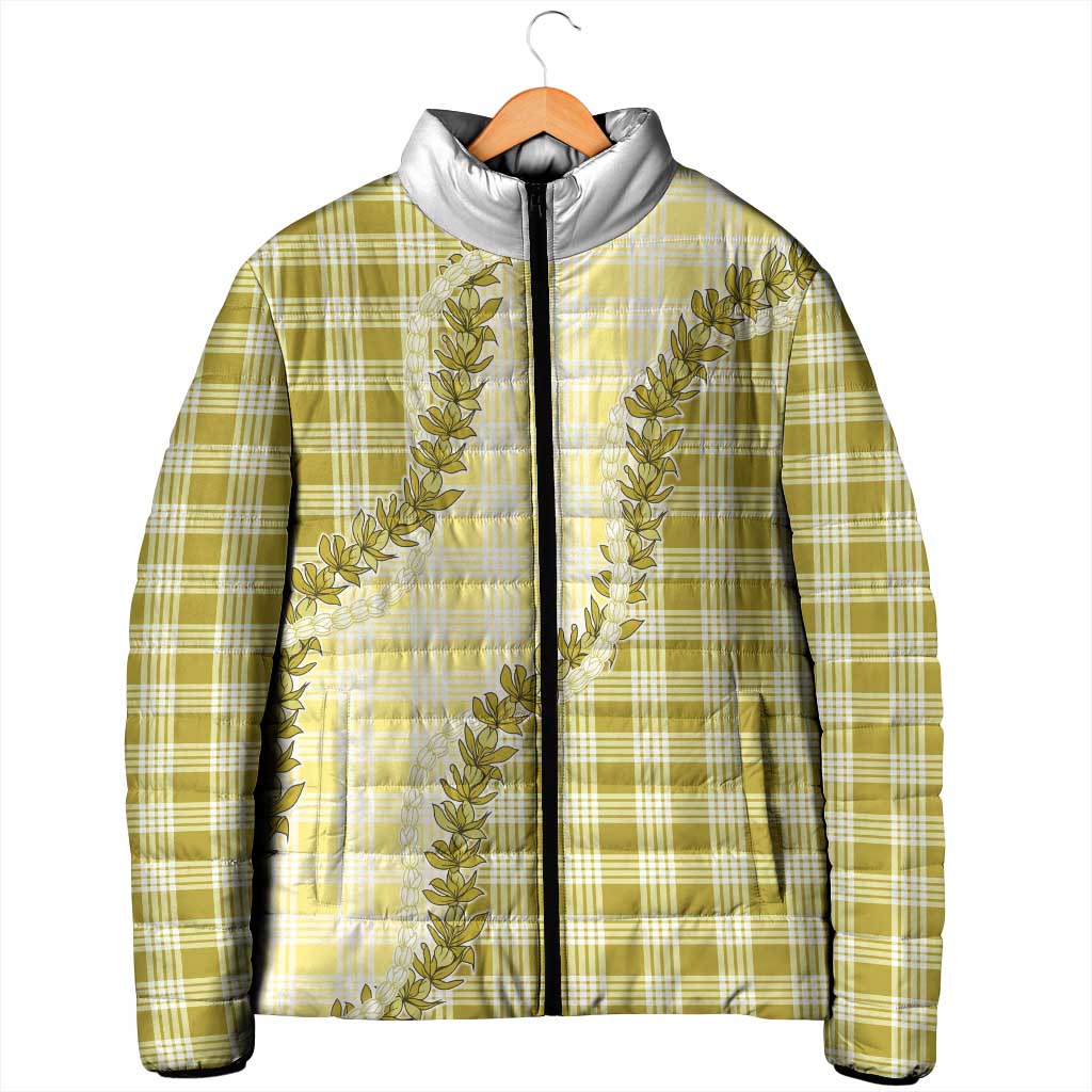 Yellow Hawaii Palaka Padded Jacket Hawaiian Pikake Lei