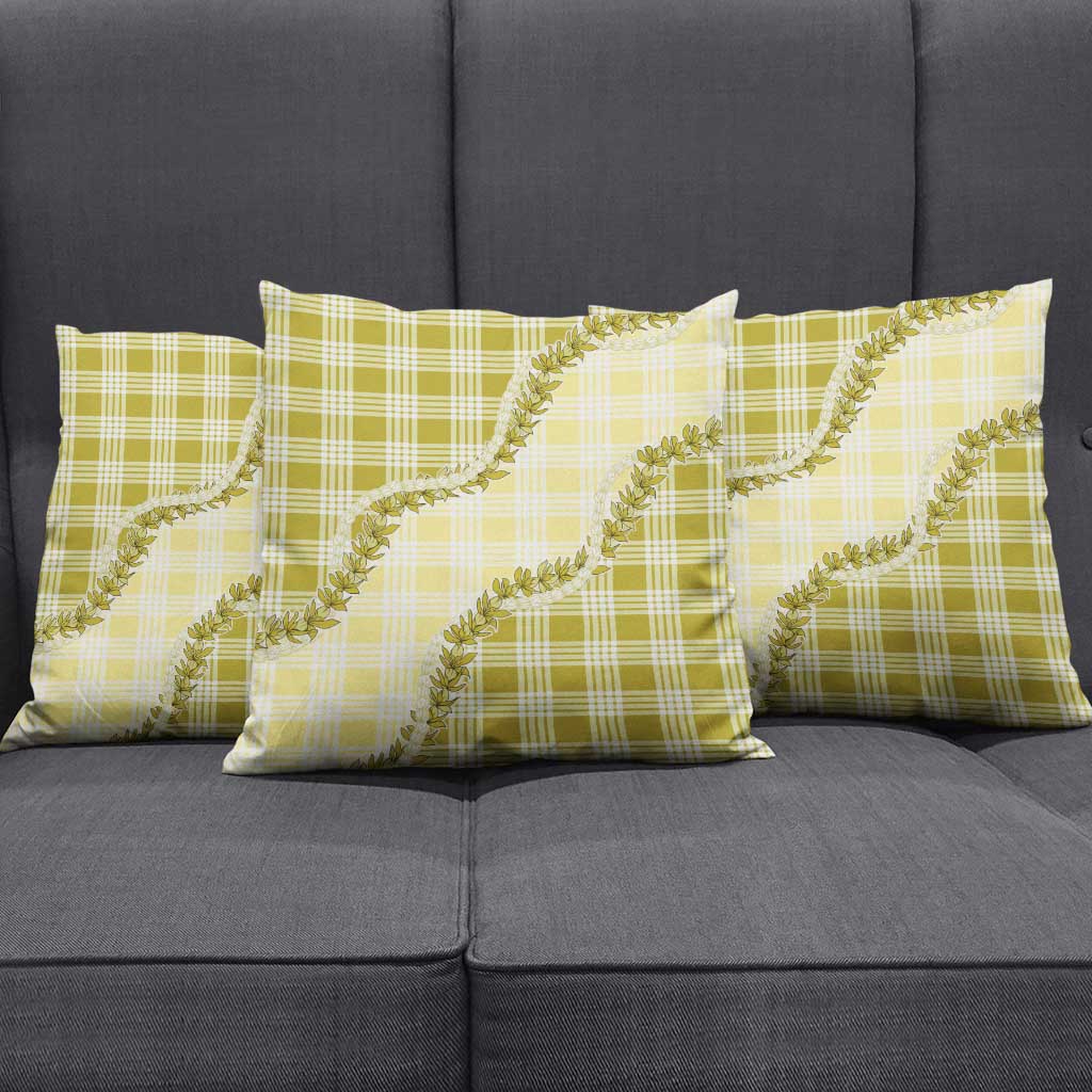 Yellow Hawaii Palaka Pillow Cover Hawaiian Pikake Lei