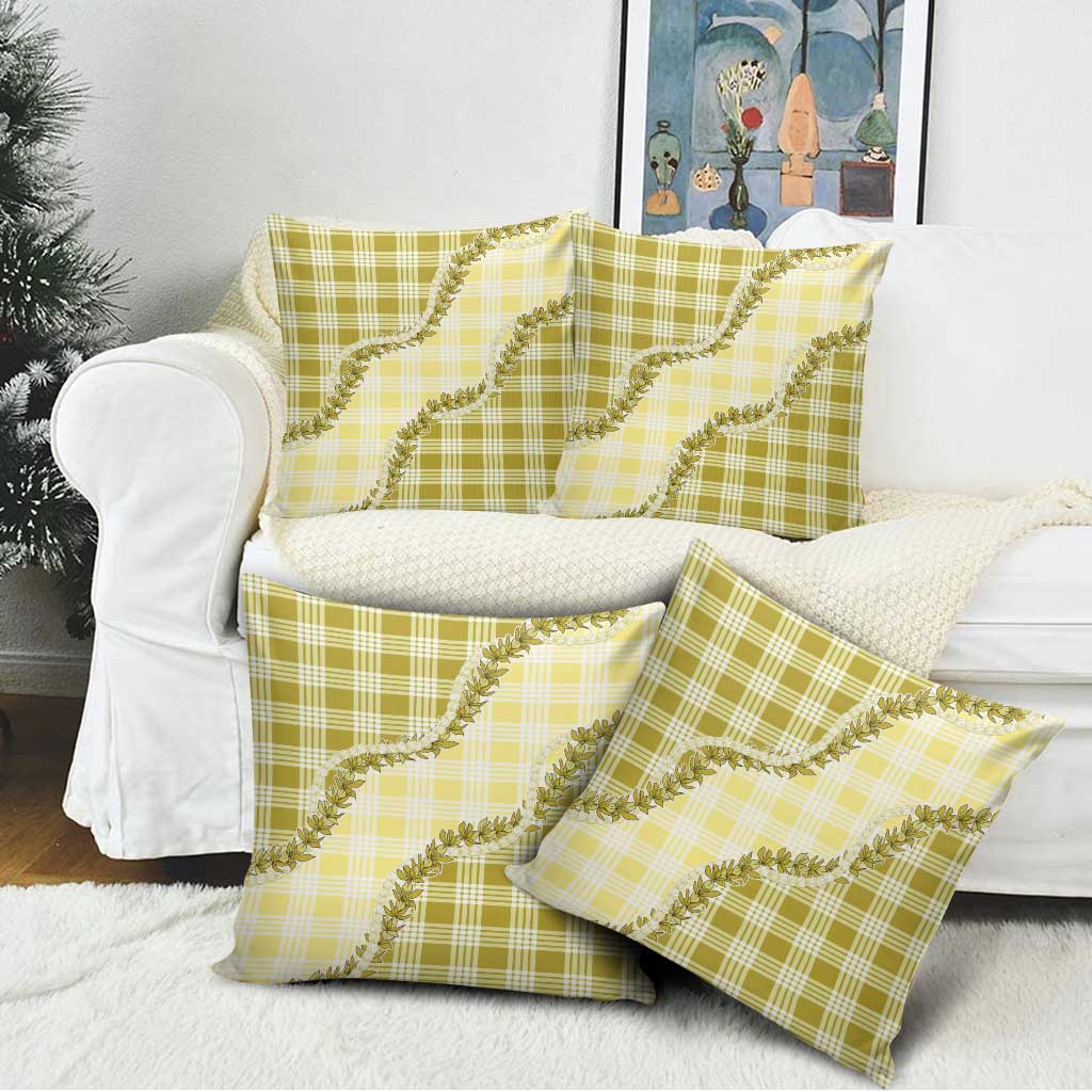 Yellow Hawaii Palaka Pillow Cover Hawaiian Pikake Lei