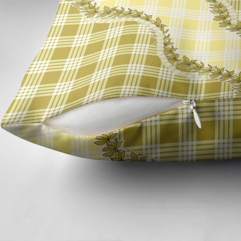 Yellow Hawaii Palaka Pillow Cover Hawaiian Pikake Lei