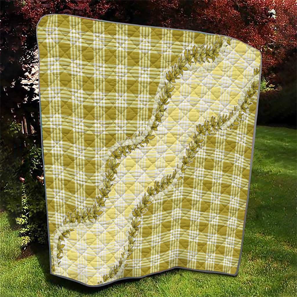 Yellow Hawaii Palaka Quilt Hawaiian Pikake Lei