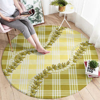 Yellow Hawaii Palaka Round Carpet Hawaiian Pikake Lei
