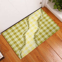 Yellow Hawaii Palaka Rubber Doormat Hawaiian Pikake Lei
