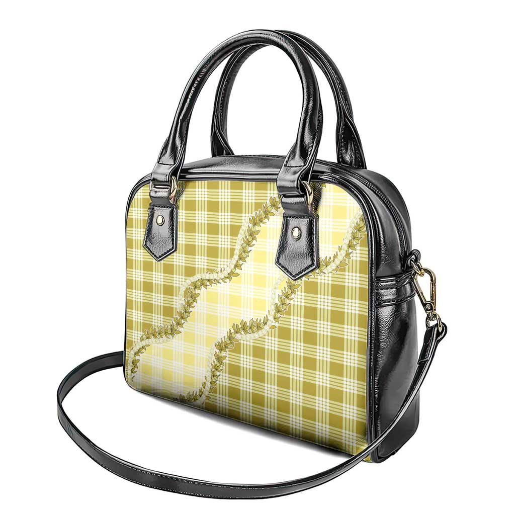 Yellow Hawaii Palaka Shoulder Handbag Hawaiian Pikake Lei