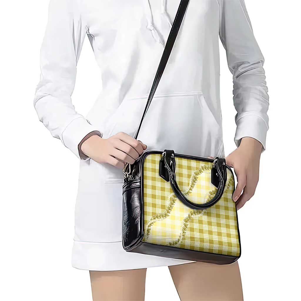 Yellow Hawaii Palaka Shoulder Handbag Hawaiian Pikake Lei