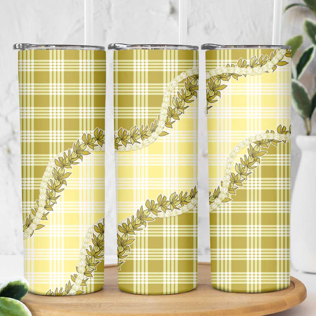 Yellow Hawaii Palaka Skinny Tumbler Hawaiian Pikake Lei