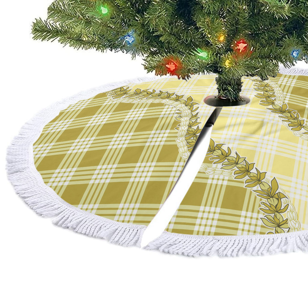 Yellow Hawaii Palaka Tree Skirt Hawaiian Pikake Lei LT05 - Polynesian Pride
