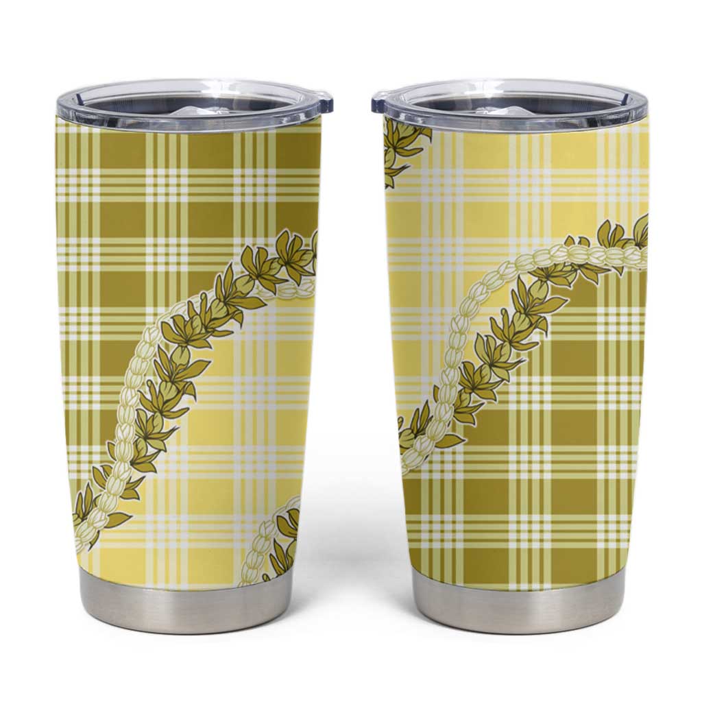 Yellow Hawaii Palaka Tumbler Cup Hawaiian Pikake Lei