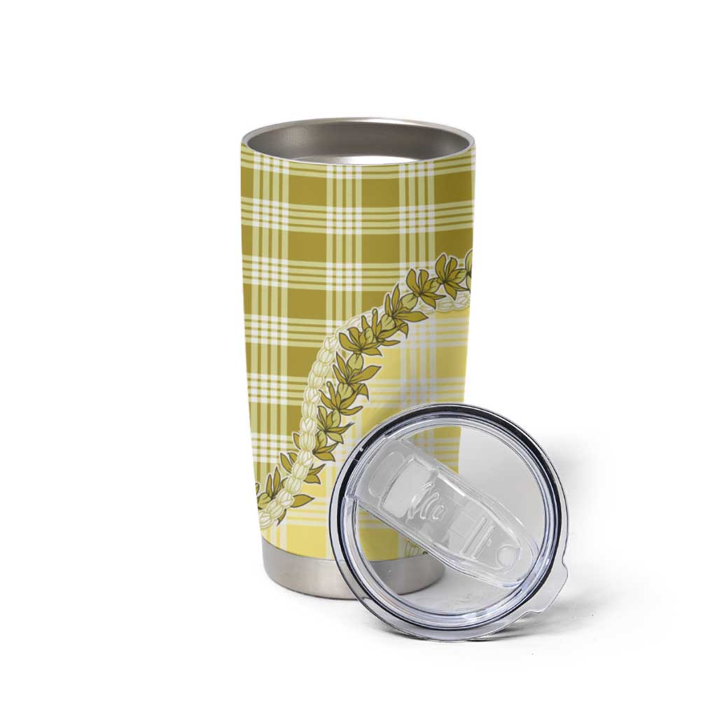 Yellow Hawaii Palaka Tumbler Cup Hawaiian Pikake Lei