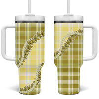 Yellow Hawaii Palaka Tumbler With Handle Hawaiian Pikake Lei