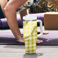 Yellow Hawaii Palaka Tumbler With Handle Hawaiian Pikake Lei