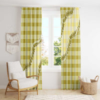 Yellow Hawaii Palaka Window Curtain Hawaiian Pikake Lei