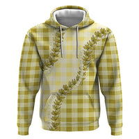 Yellow Hawaii Palaka Zip Hoodie Hawaiian Pikake Lei