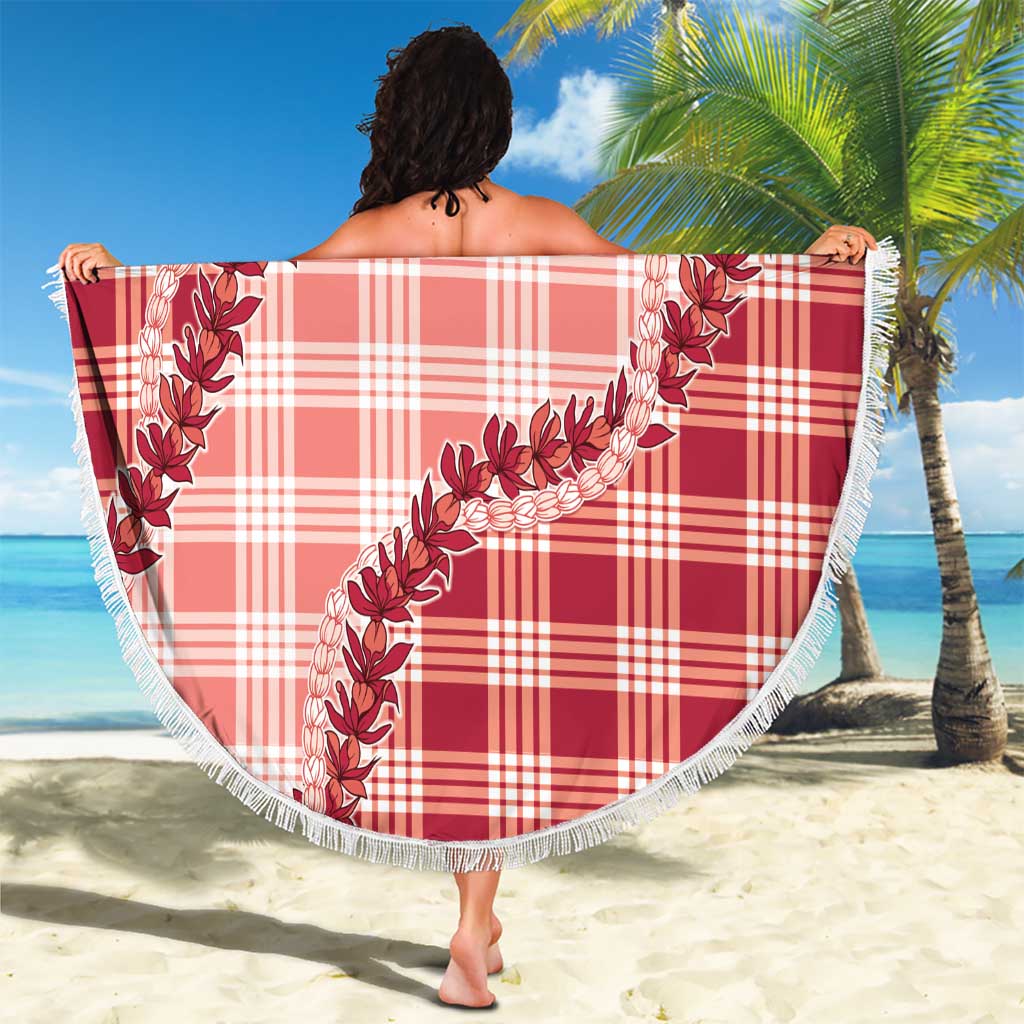 Red Hawaii Palaka Beach Blanket Hawaiian Pikake Lei