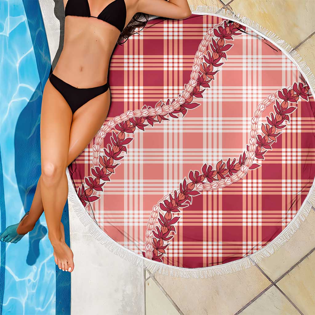 Red Hawaii Palaka Beach Blanket Hawaiian Pikake Lei