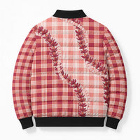 Red Hawaii Palaka Bomber Puffer Jacket Hawaiian Pikake Lei