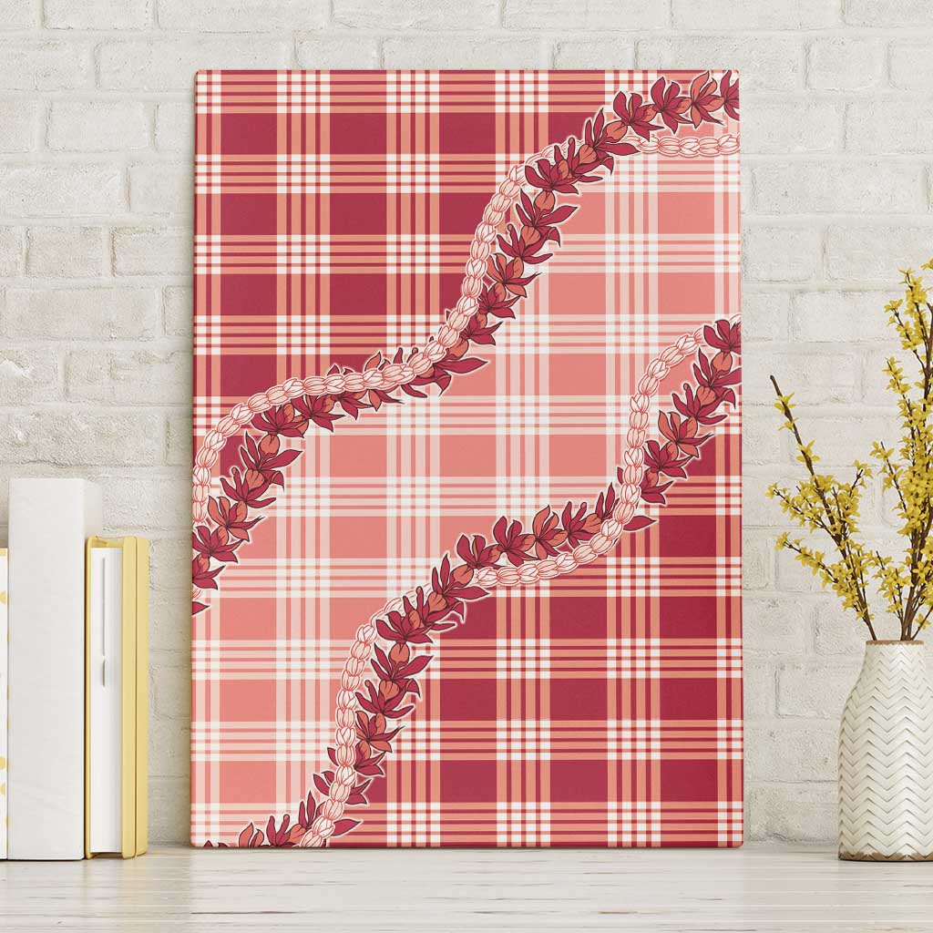 Red Hawaii Palaka Canvas Wall Art Hawaiian Pikake Lei