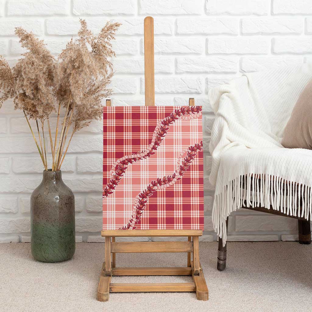 Red Hawaii Palaka Canvas Wall Art Hawaiian Pikake Lei
