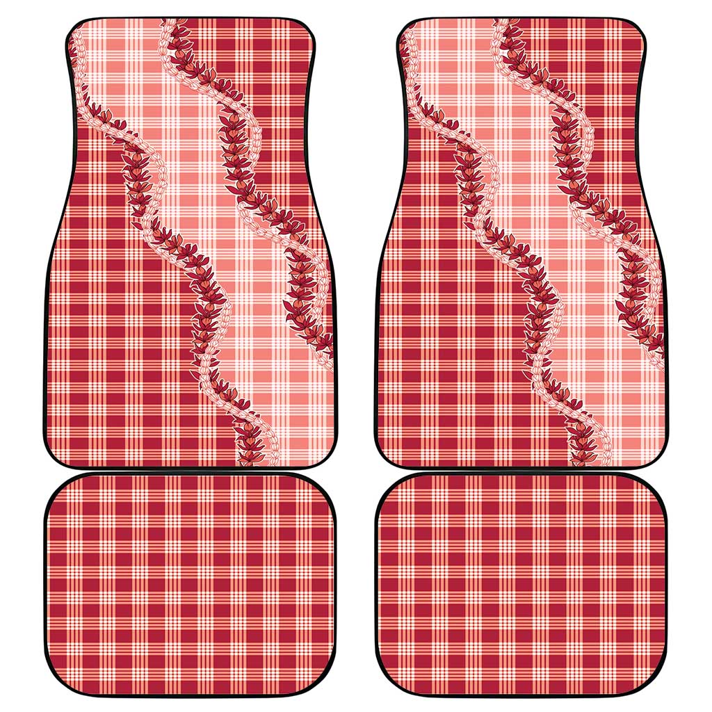 Red Hawaii Palaka Car Mats Hawaiian Pikake Lei
