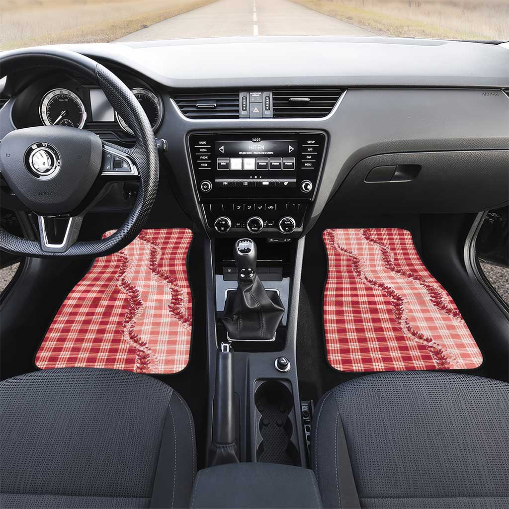 Red Hawaii Palaka Car Mats Hawaiian Pikake Lei
