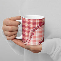 Red Hawaii Palaka Ceramic Mug Hawaiian Pikake Lei