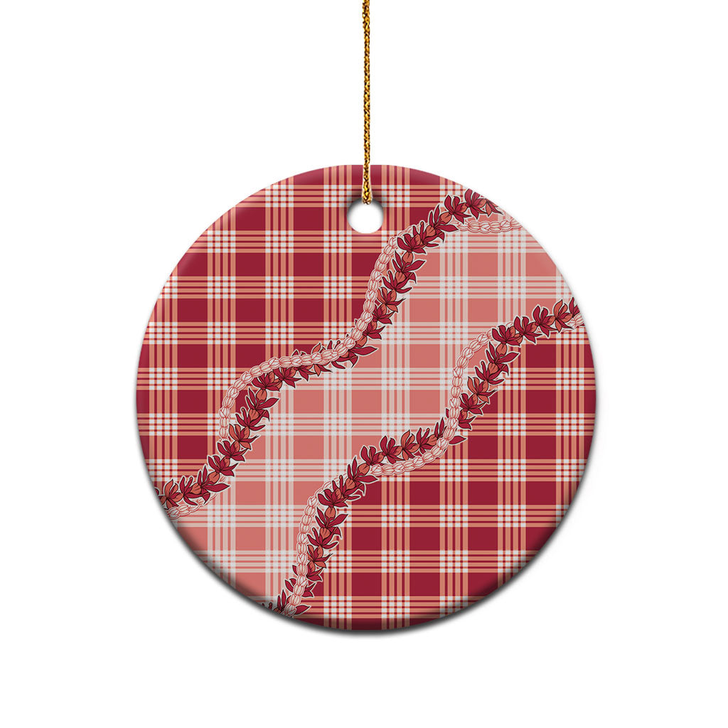 Red Hawaii Palaka Ceramic Ornament Hawaiian Pikake Lei LT05 - Polynesian Pride