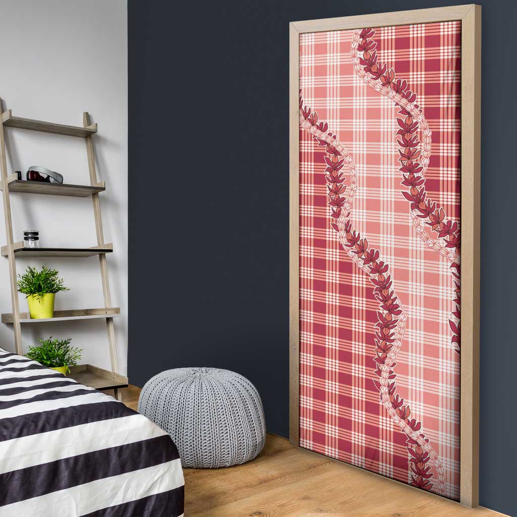 Red Hawaii Palaka Door Cover Hawaiian Pikake Lei