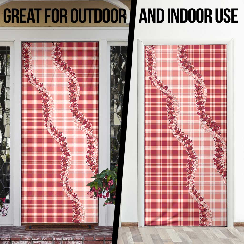 Red Hawaii Palaka Door Cover Hawaiian Pikake Lei