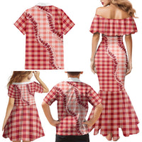 Red Hawaii Palaka Family Matching Mermaid Dress and Hawaiian Shirt Hawaiian Pikake Lei LT05 - Polynesian Pride