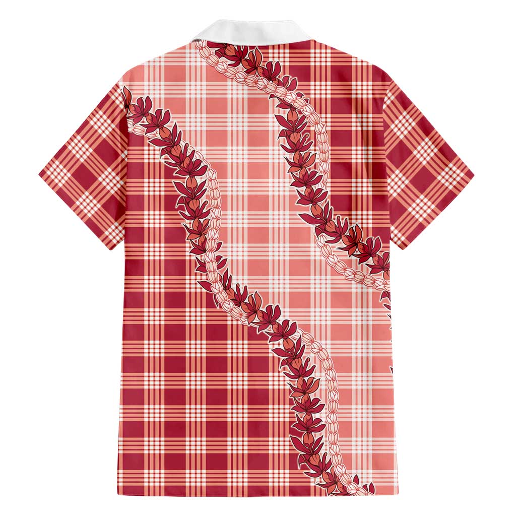 Red Hawaii Palaka Family Matching Mermaid Dress and Hawaiian Shirt Hawaiian Pikake Lei LT05 - Polynesian Pride