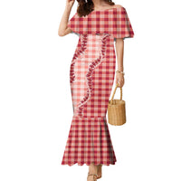 Red Hawaii Palaka Family Matching Mermaid Dress and Hawaiian Shirt Hawaiian Pikake Lei LT05 Mom's Dress Red - Polynesian Pride