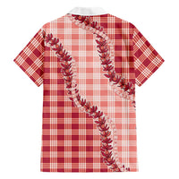 Red Hawaii Palaka Family Matching Summer Maxi Dress and Hawaiian Shirt Hawaiian Pikake Lei