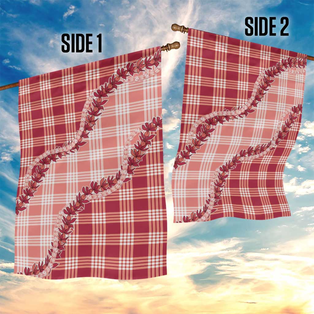 Red Hawaii Palaka Garden Flag Hawaiian Pikake Lei