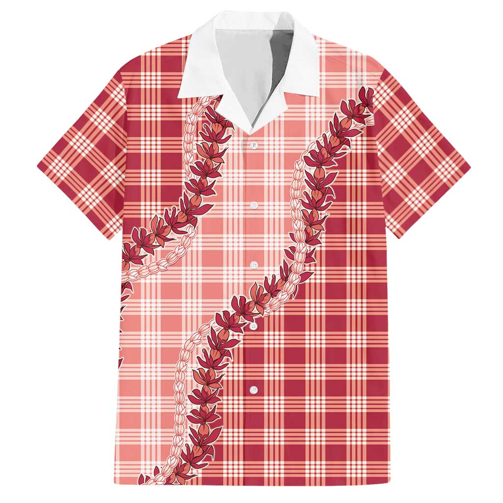 Red Hawaii Palaka Hawaiian Shirt Hawaiian Pikake Lei